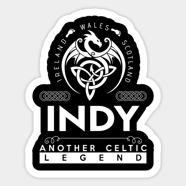 Indy Name T Shirt - Another Celtic Legend Indy Dragon Gift Item Sticker by harpermargy8920